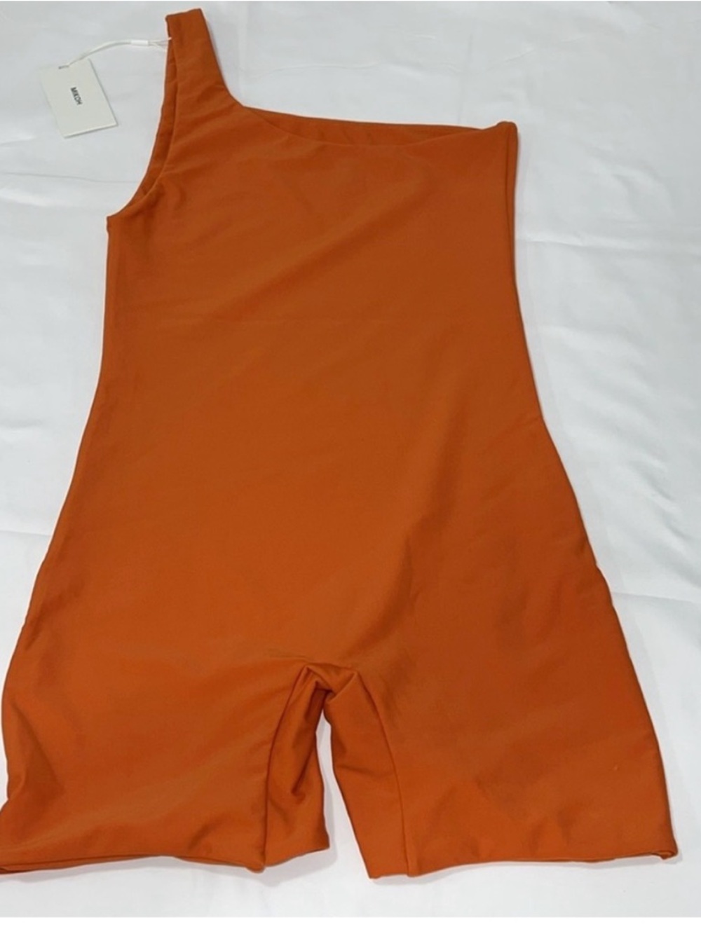 Mikoh Vola One-Shoulder Orange Jumpsuit Romper